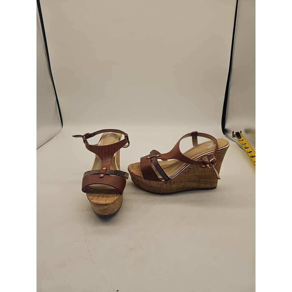 Extreme 90s Eddie Marc Chunky Platform Wedge Peep Toe Slingback Shoes Sz 8